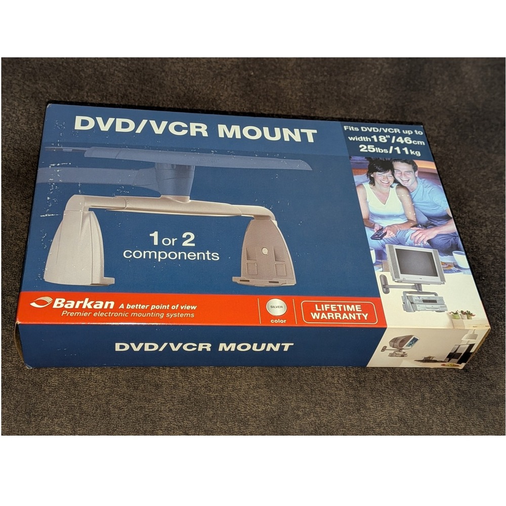 Barkan DVD VCR Mount Silver Adjustable 1 or 2 Component Wall Bracket 25lb Max